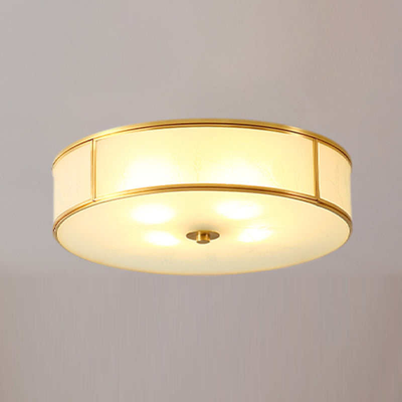 Plafonnier encastré en verre, éclairage de plafond classique pour salle à manger en or