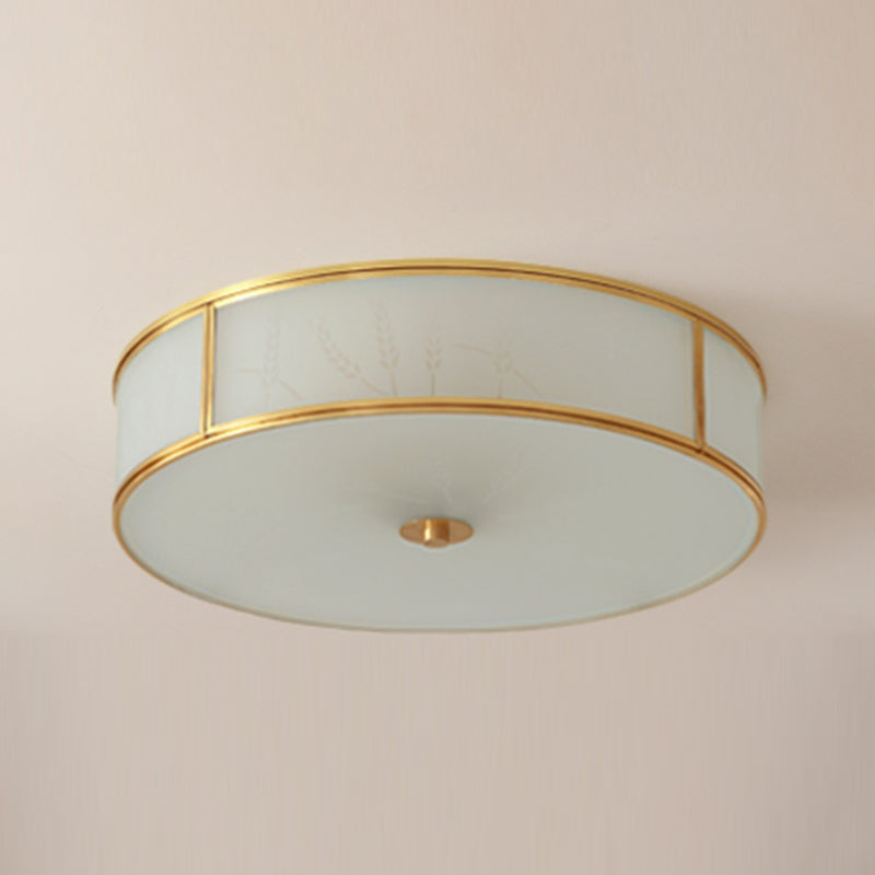 Plafonnier encastré en verre, éclairage de plafond classique pour salle à manger en or