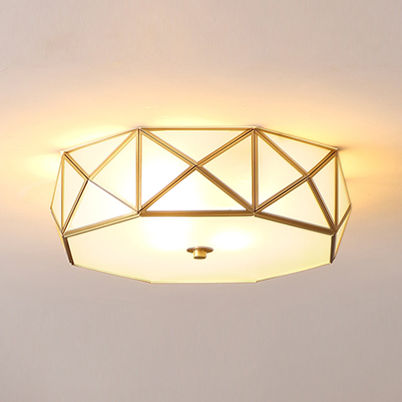 Plafonnier encastré en verre, éclairage de plafond classique pour salle à manger en or