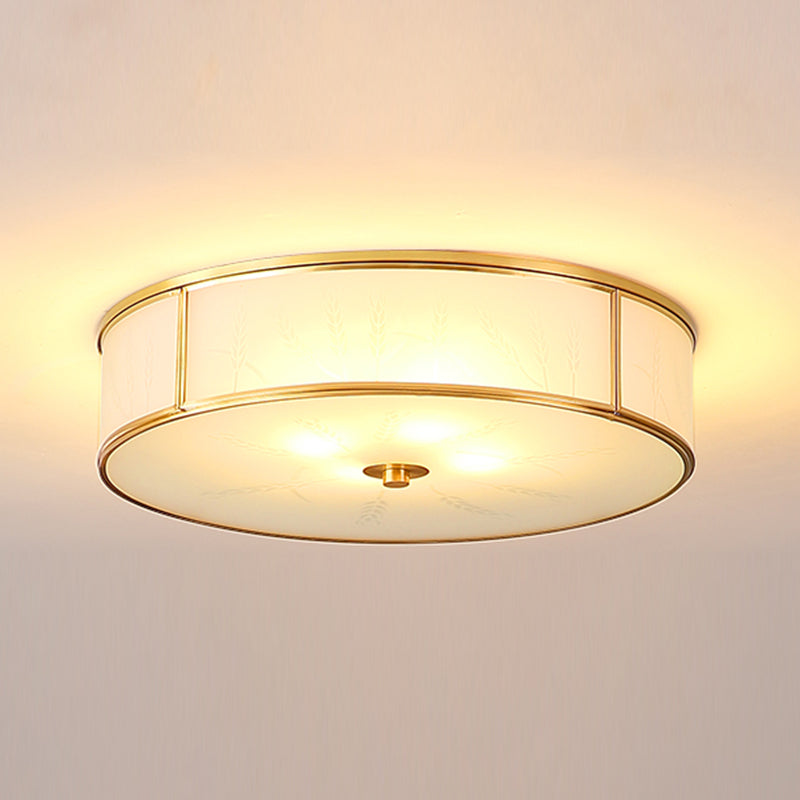 Plafonnier encastré en verre, éclairage de plafond classique pour salle à manger en or