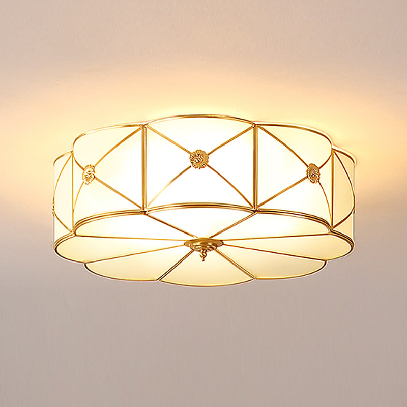 Plafonnier encastré en verre, éclairage de plafond classique pour salle à manger en or