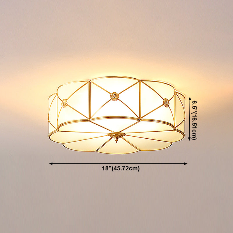 Plafonnier encastré en verre, éclairage de plafond classique pour salle à manger en or