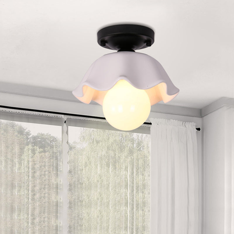 Éclairage de plafond classique de salle à manger de lumière de bâti de plafond en verre à tête unique