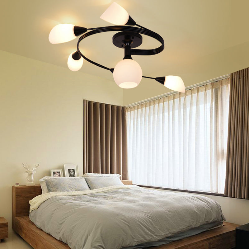 Plafonnier semi-encastré en verre, éclairage de plafond classique en métal pour salle à manger