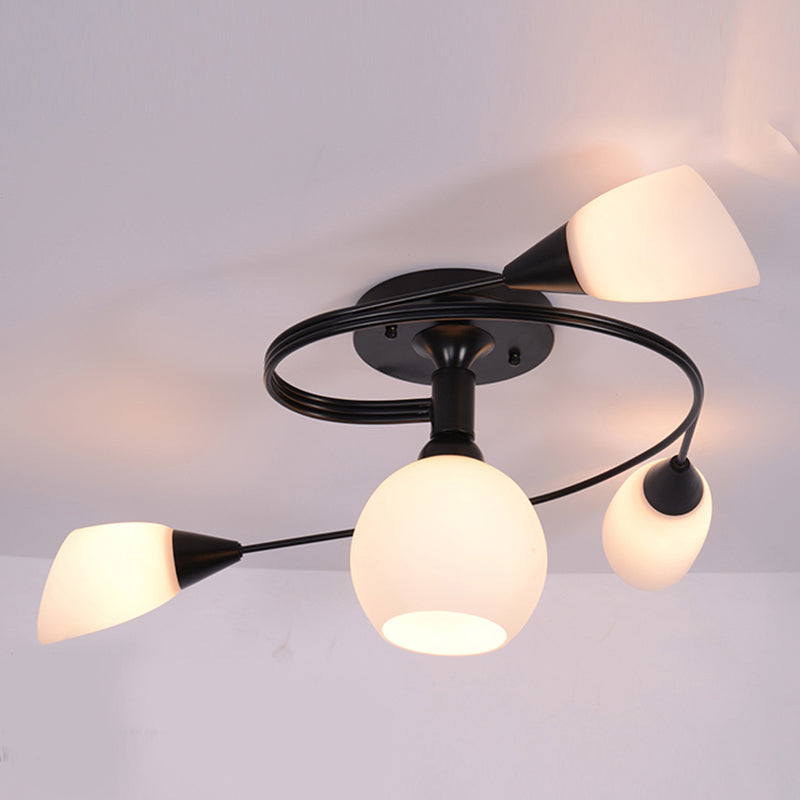 Plafonnier semi-encastré en verre, éclairage de plafond classique en métal pour salle à manger