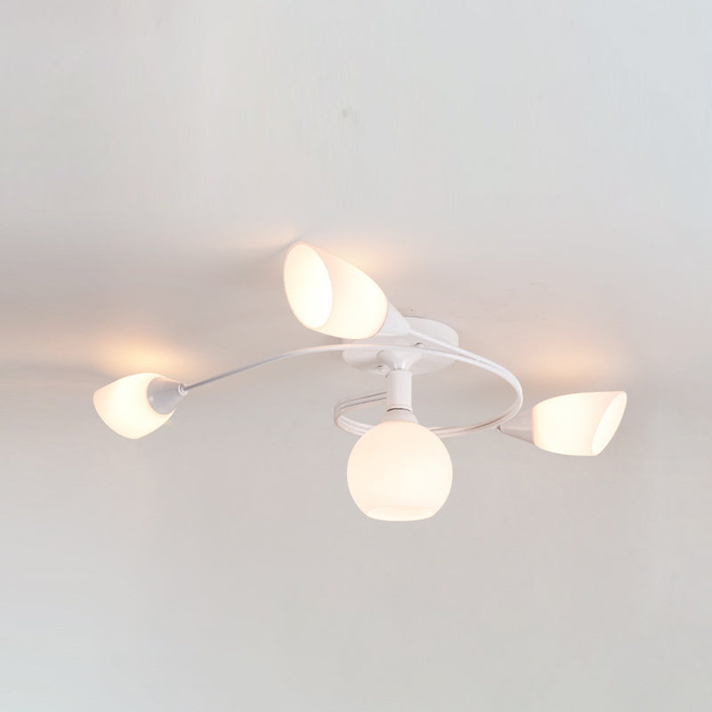 Plafonnier semi-encastré en verre, éclairage de plafond classique en métal pour salle à manger