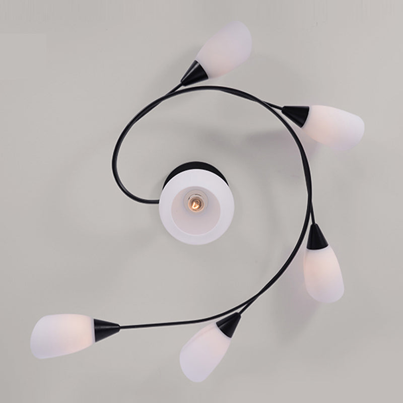 Plafonnier semi-encastré en verre, éclairage de plafond classique en métal pour salle à manger