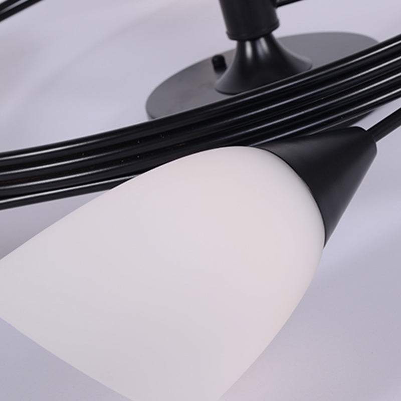 Plafonnier semi-encastré en verre, éclairage de plafond classique en métal pour salle à manger