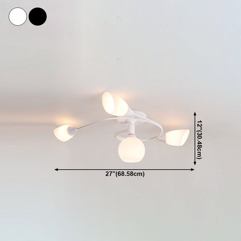 Plafonnier semi-encastré en verre, éclairage de plafond classique en métal pour salle à manger