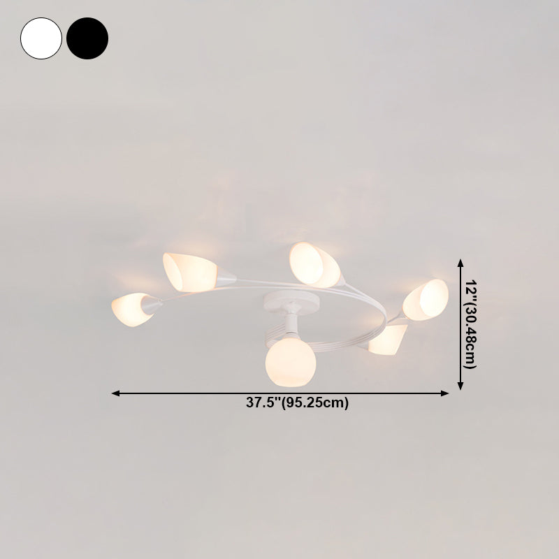 Plafonnier semi-encastré en verre, éclairage de plafond classique en métal pour salle à manger