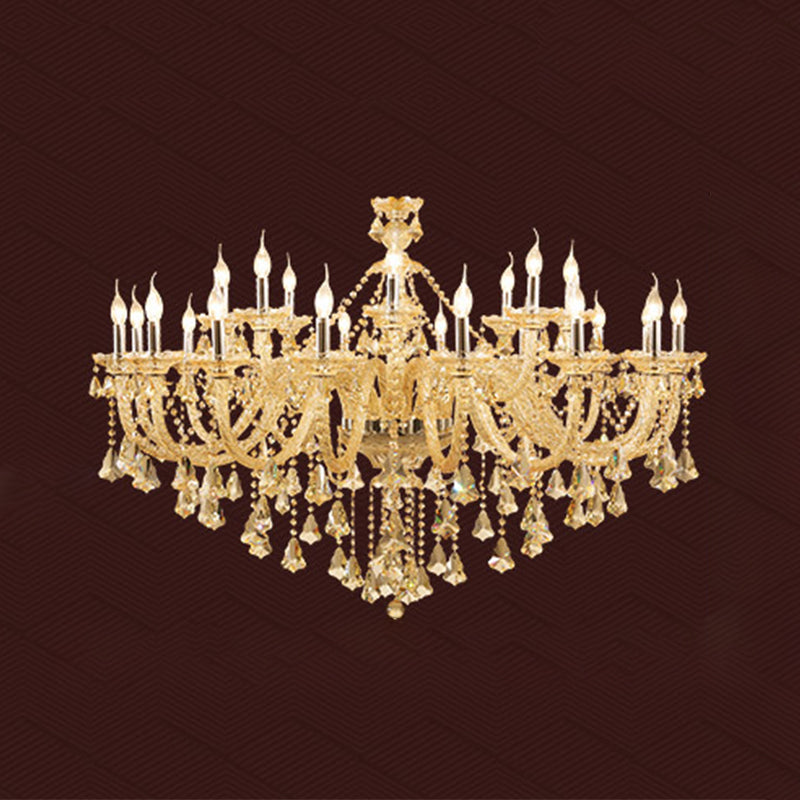 Lustre de style européen Light Gold Crystal Multi-Head Pendant Light pour le salon