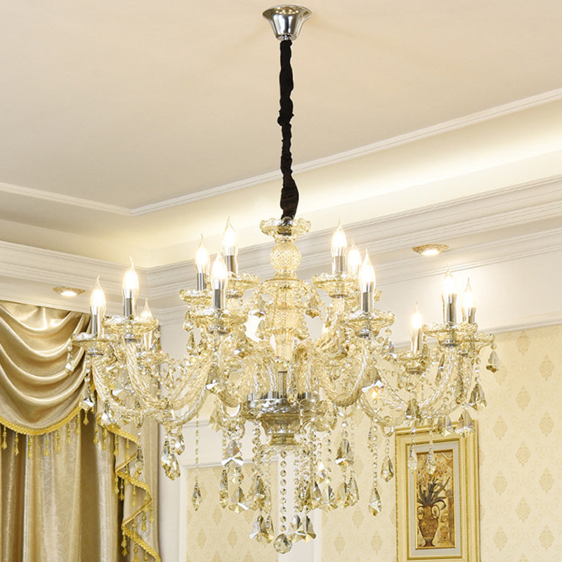 Lustre de style européen Light Crystal Multi-Bulbe Pendant Light pour le salon