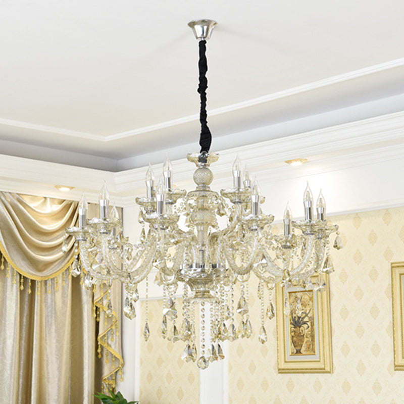 Lustre de style européen Light Crystal Multi-Bulbe Pendant Light pour le salon