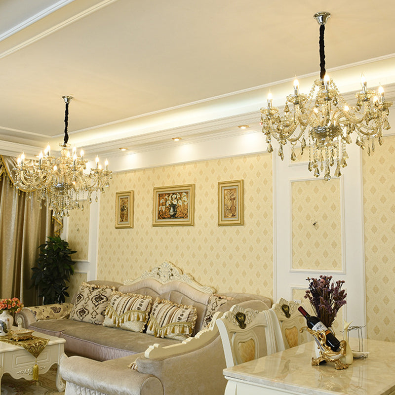 Lustre de style européen Light Crystal Multi-Bulbe Pendant Light pour le salon