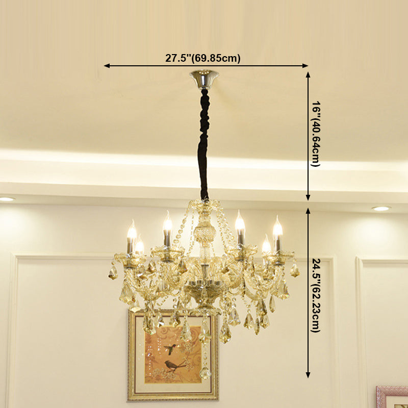 Lustre de style européen Light Crystal Multi-Bulbe Pendant Light pour le salon