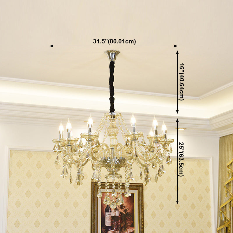 Lustre de style européen Light Crystal Multi-Bulbe Pendant Light pour le salon
