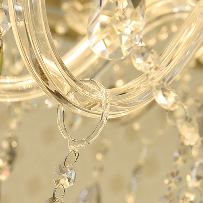 Candle Crystal Pendant Light European Style Chandelier Lighting Fixtures for Living Room