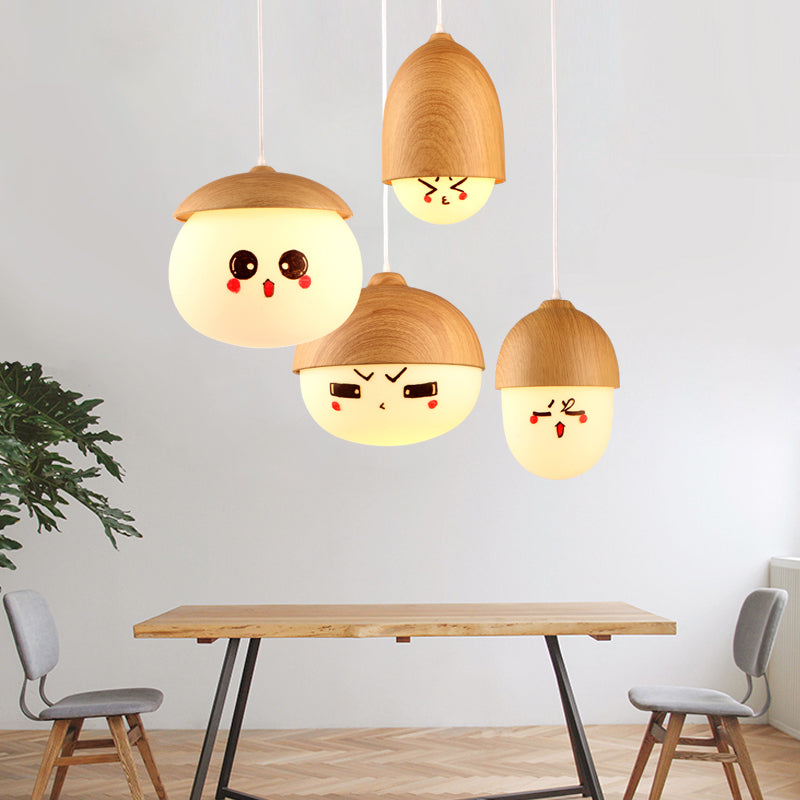 LAMPE DE TRAPLE DE FINE DE BOIS NORDIQUE 1-LIGHT BLANC SUSPENSION SUSPENSION POUR CAFE