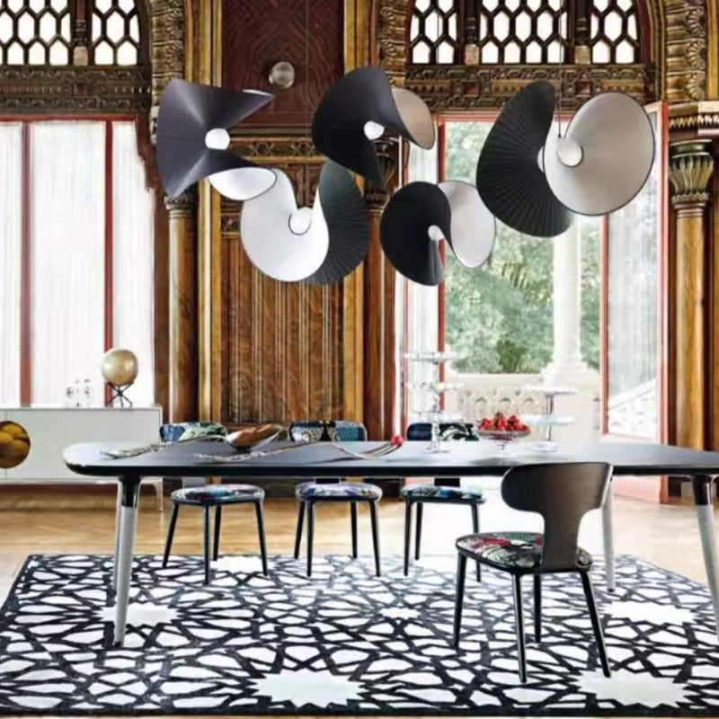 Artistic Irregular Shaped Drop Lamp Silk Fabric 1-Light Dining Room Hanging Light