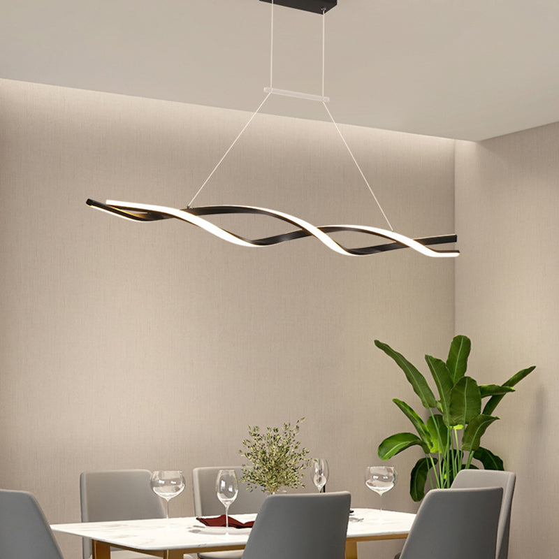 Lustre de l'île Curve Modern Island 2 têtes Restruction LED Pending Lighting