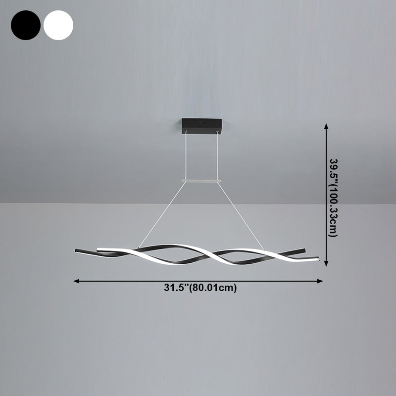 Lustre de l'île Curve Modern Island 2 têtes Restruction LED Pending Lighting