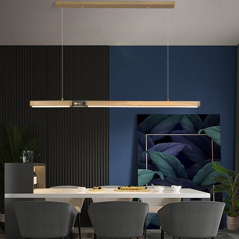 Moderne Rechteckinselinsel Kronleuchter 1-Licht-LED-Anhänger Beleuchtungskörper mit Kristall