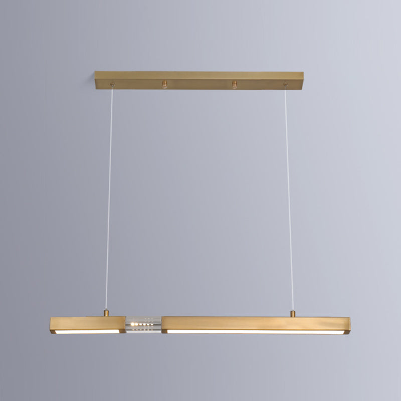 Moderne Rechteckinselinsel Kronleuchter 1-Licht-LED-Anhänger Beleuchtungskörper mit Kristall