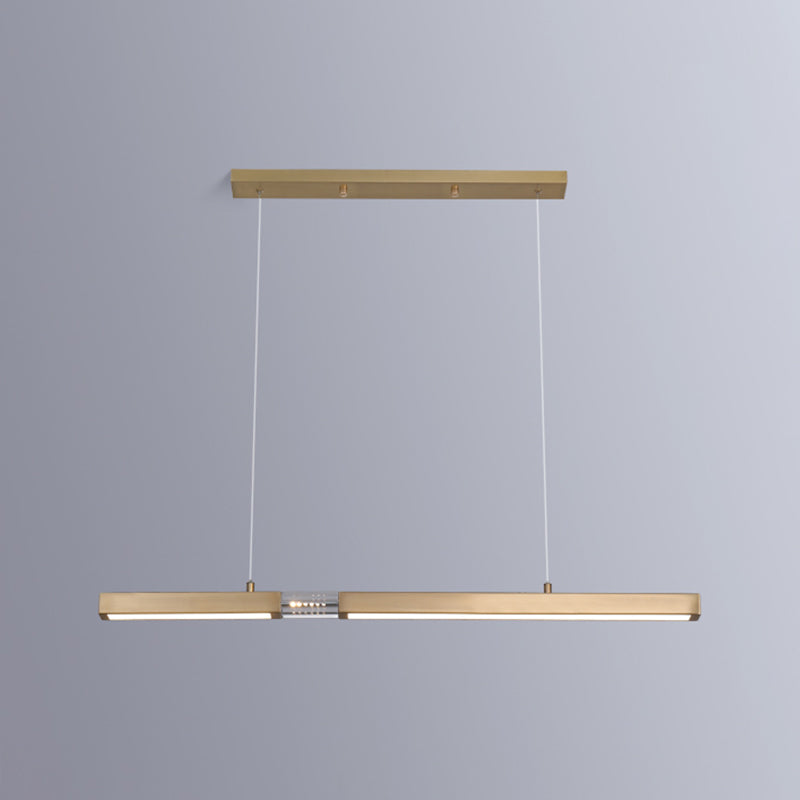 Moderne Rechteckinselinsel Kronleuchter 1-Licht-LED-Anhänger Beleuchtungskörper mit Kristall