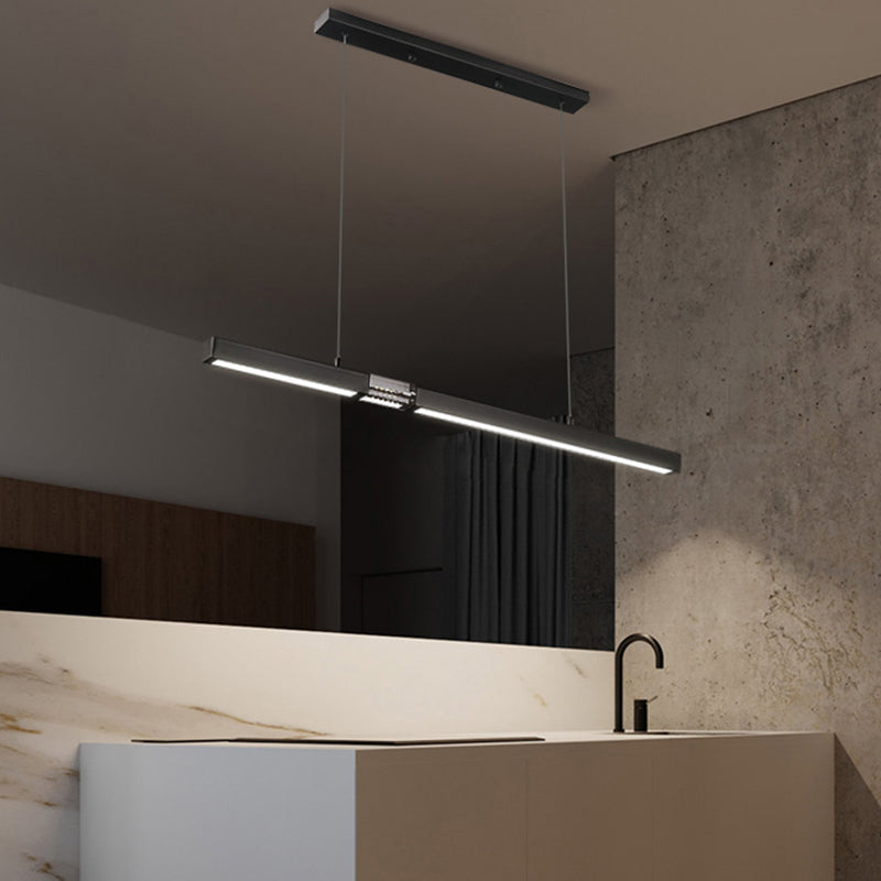 Moderne Rechteckinselinsel Kronleuchter 1-Licht-LED-Anhänger Beleuchtungskörper mit Kristall