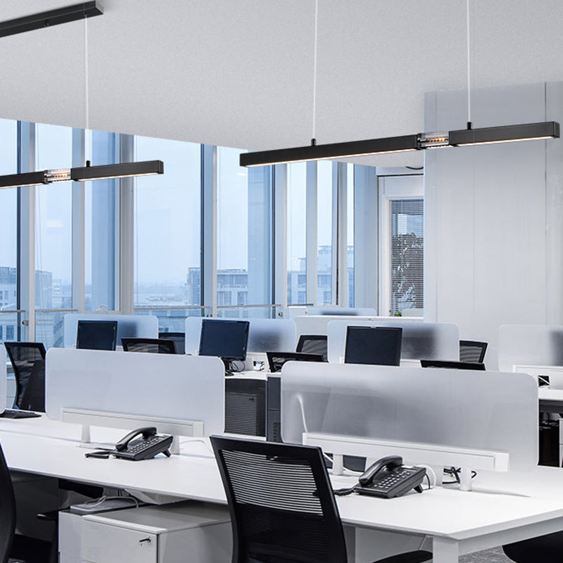 Moderne Rechteckinselinsel Kronleuchter 1-Licht-LED-Anhänger Beleuchtungskörper mit Kristall