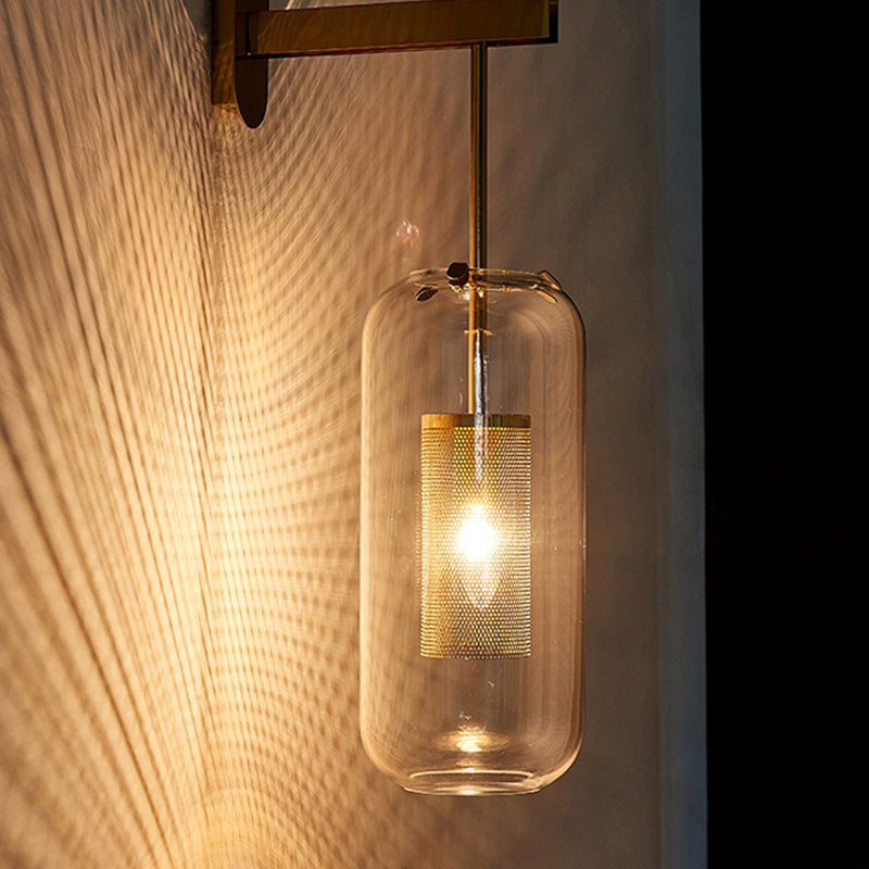 Moderne Metallwand -Schiebzylinderform 1 Lichtwandlicht mit Glas für Schlafzimmer