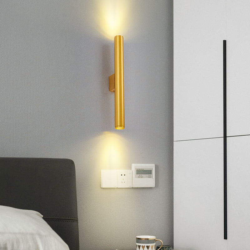 Moderne Aluminium Wandleuze Zylinderform 2 Lichter Wandleuchte für Schlafzimmer