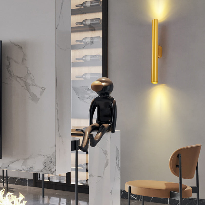 Moderne Aluminium Wandleuze Zylinderform 2 Lichter Wandleuchte für Schlafzimmer