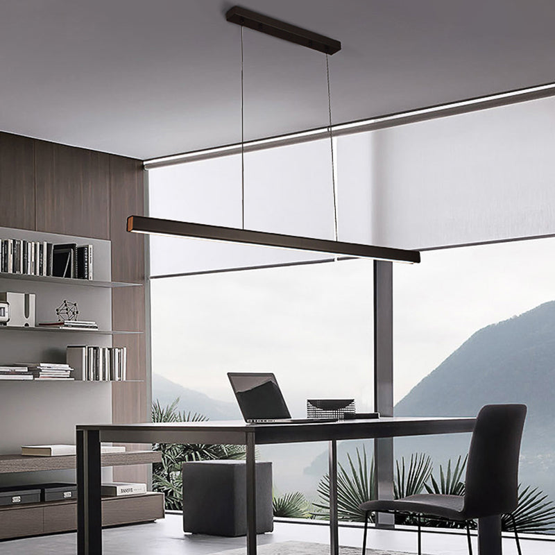 Moderne Rechteck-LED-Insel Kronleuchter 1-Licht-Büro-Anhänger Beleuchtung mit Acrylschatten