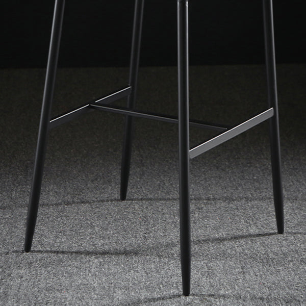 Taburete de bar moderno tapizado con respaldo sin brazos y base de metal