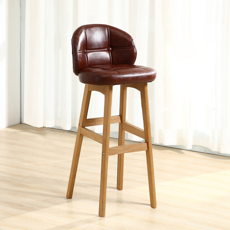 Moderner Tresenhocker ohne Armlehnen, Holz-Kassierer-Barhocker mit Kissen und Pedal