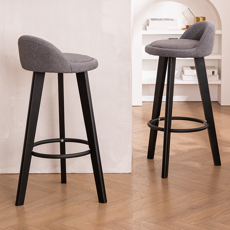 Modern Armless Backrest Counter Stool Wood Milk Tea Shop Bar Stool with Cushion and Pedal