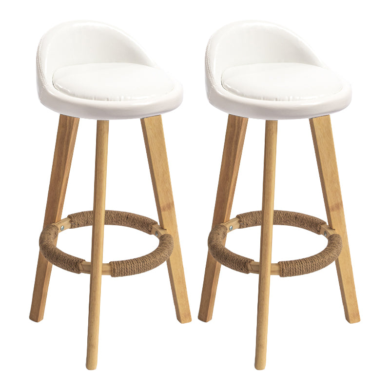 Modern Armless Backrest Counter Stool Wood Milk Tea Shop Bar Stool with Cushion and Pedal