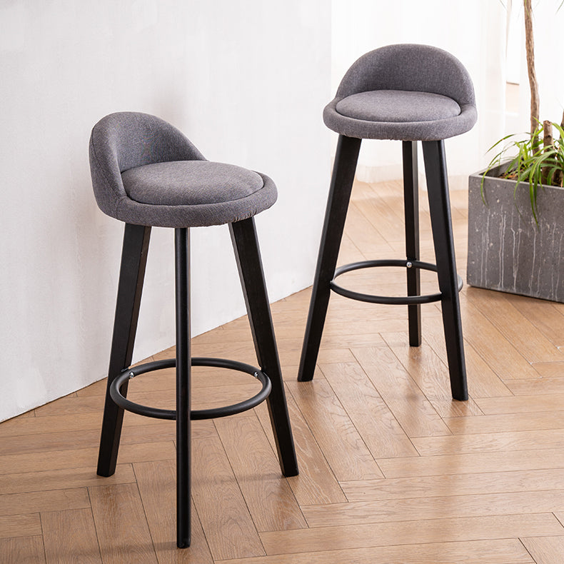 Modern Armless Backrest Counter Stool Wood Milk Tea Shop Bar Stool with Cushion and Pedal