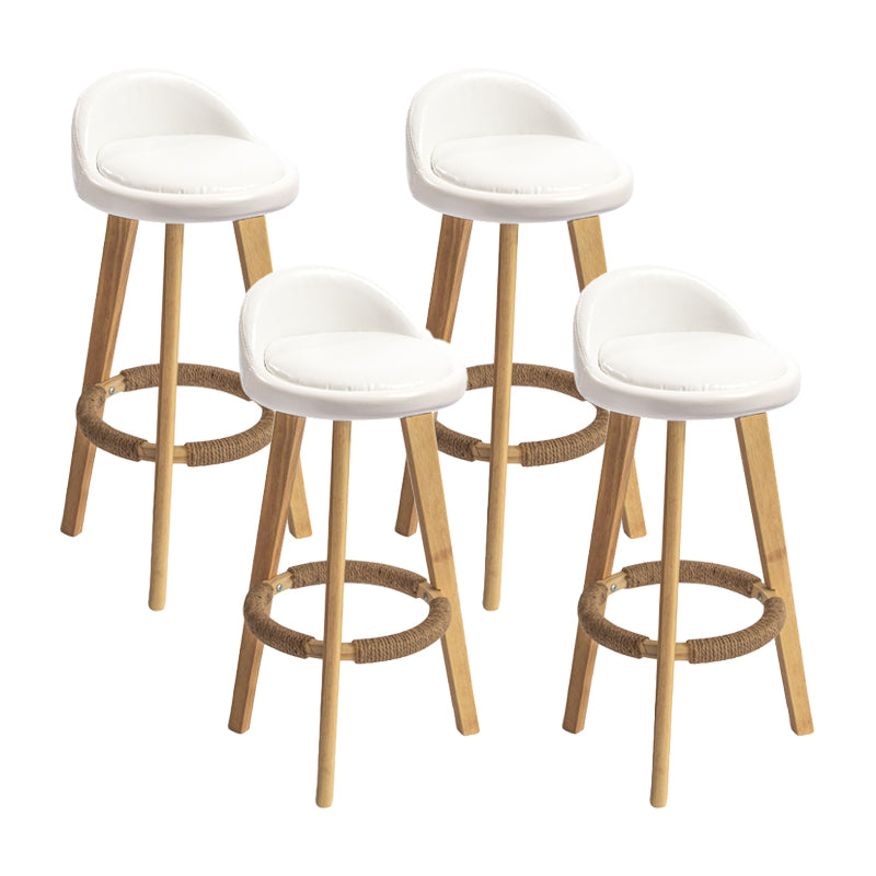 Modern Armless Backrest Counter Stool Wood Milk Tea Shop Bar Stool with Cushion and Pedal