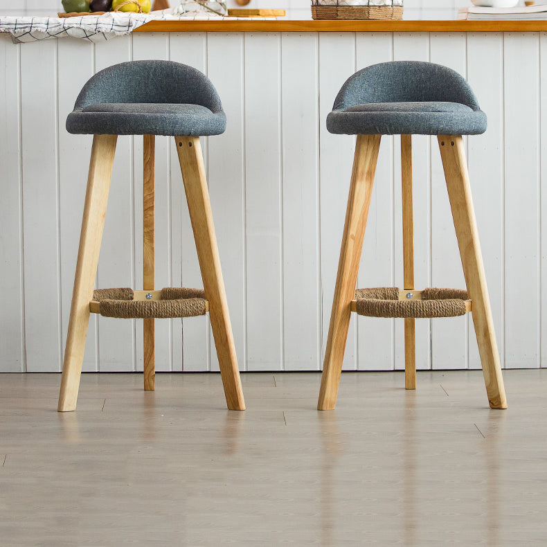 Modern Armless Backrest Counter Stool Wood Milk Tea Shop Bar Stool with Cushion and Pedal