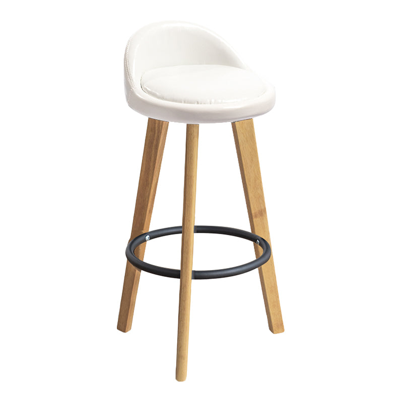 Modern Armless Backrest Counter Stool Wood Milk Tea Shop Bar Stool with Cushion and Pedal