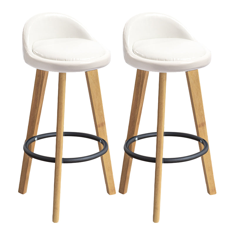 Modern Armless Backrest Counter Stool Wood Milk Tea Shop Bar Stool with Cushion and Pedal