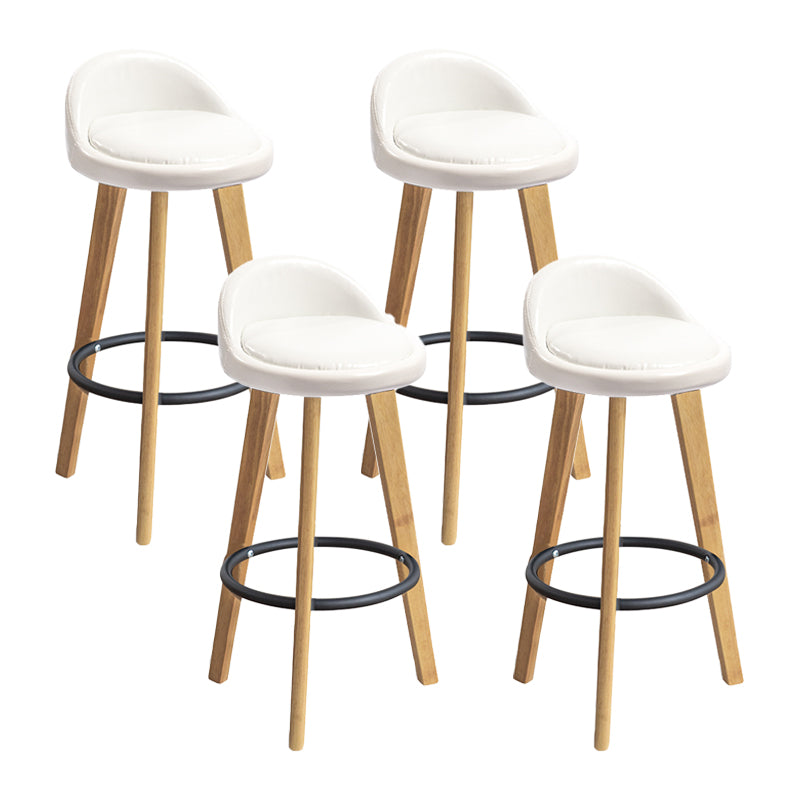 Modern Armless Backrest Counter Stool Wood Milk Tea Shop Bar Stool with Cushion and Pedal