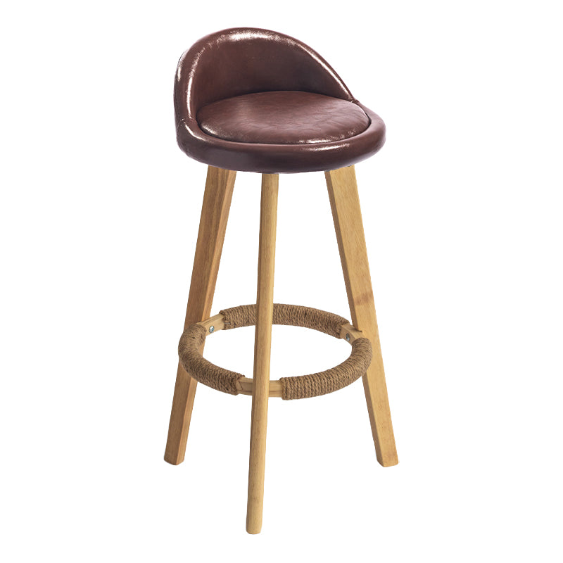 Modern Armless Backrest Counter Stool Wood Milk Tea Shop Bar Stool with Cushion and Pedal