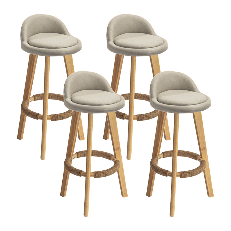 Modern Armless Backrest Counter Stool Wood Milk Tea Shop Bar Stool with Cushion and Pedal
