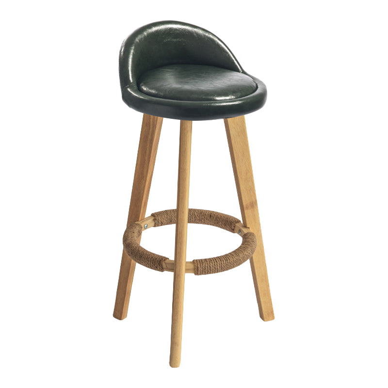 Modern Armless Backrest Counter Stool Wood Milk Tea Shop Bar Stool with Cushion and Pedal