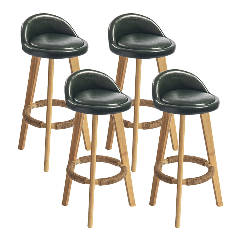 Modern Armless Backrest Counter Stool Wood Milk Tea Shop Bar Stool with Cushion and Pedal