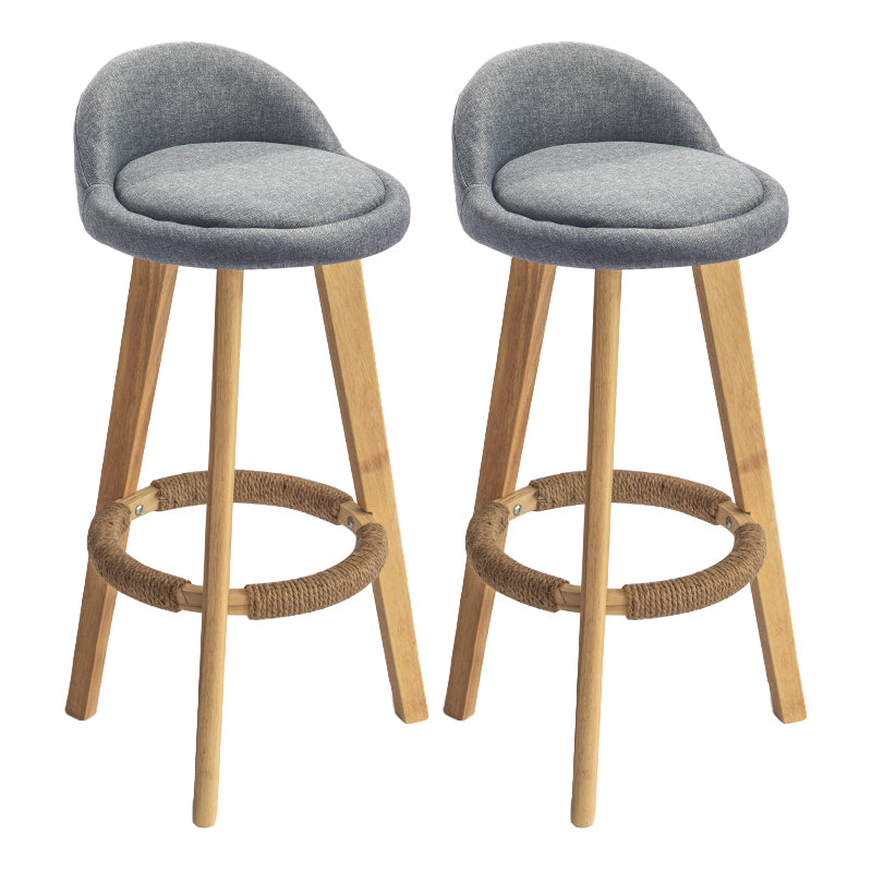 Modern Armless Backrest Counter Stool Wood Milk Tea Shop Bar Stool with Cushion and Pedal