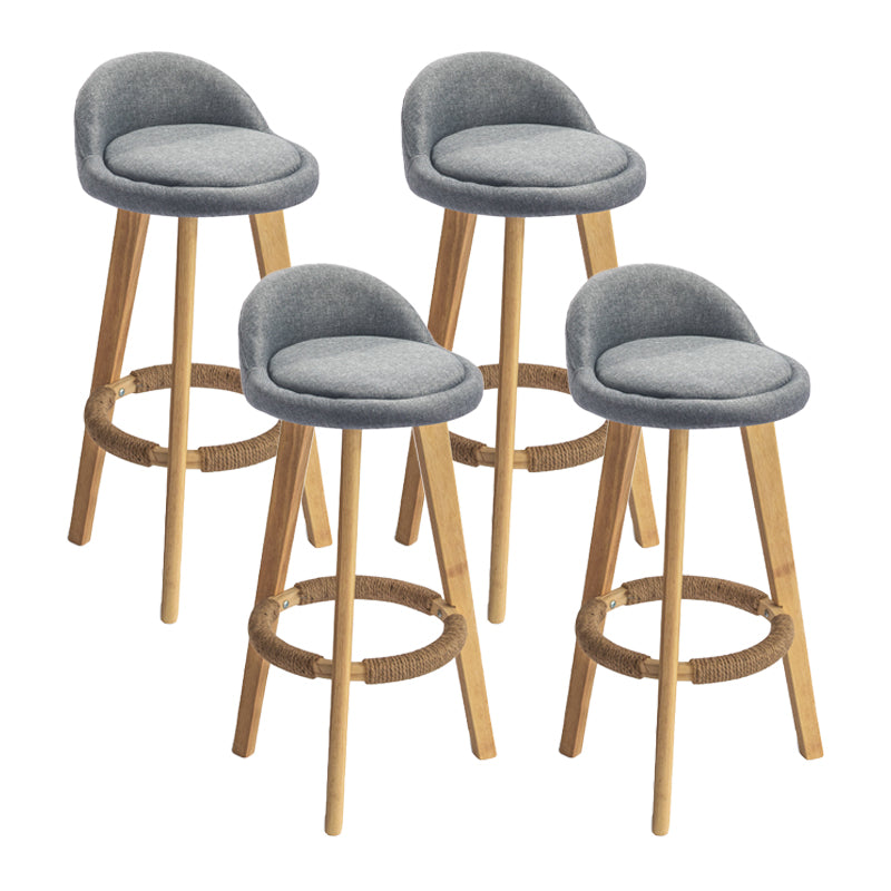 Modern Armless Backrest Counter Stool Wood Milk Tea Shop Bar Stool with Cushion and Pedal